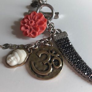 lucky brand buddha flower charm necklace